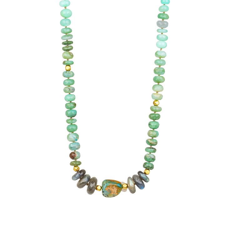 Chunky Chrysoprase, Labradorite & Amazonite Necklace