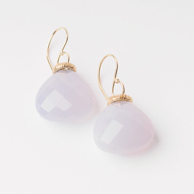 Blue Chalcedony Plump Drop Earrings