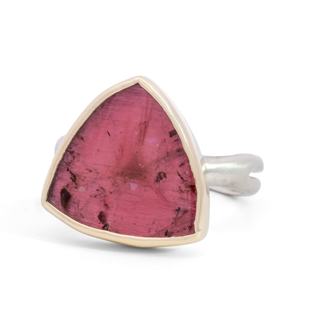 Watermelon Tourmaline Slice Ring