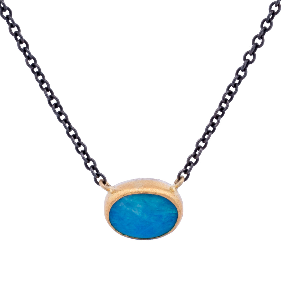 Small Oval Australian Opal Doublet Necklace