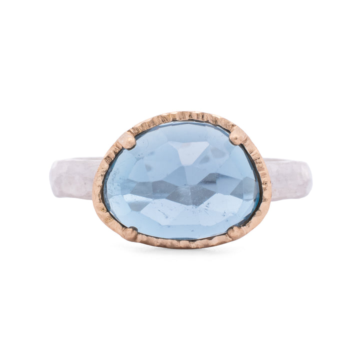 Asymmetrical Rose Cut Blue Topaz Ring