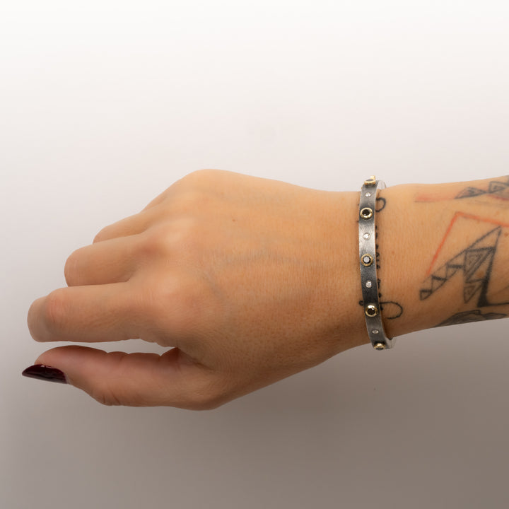 Trunk Show 6 mm Junia Five Bezel Black & White Diamond Bracelet