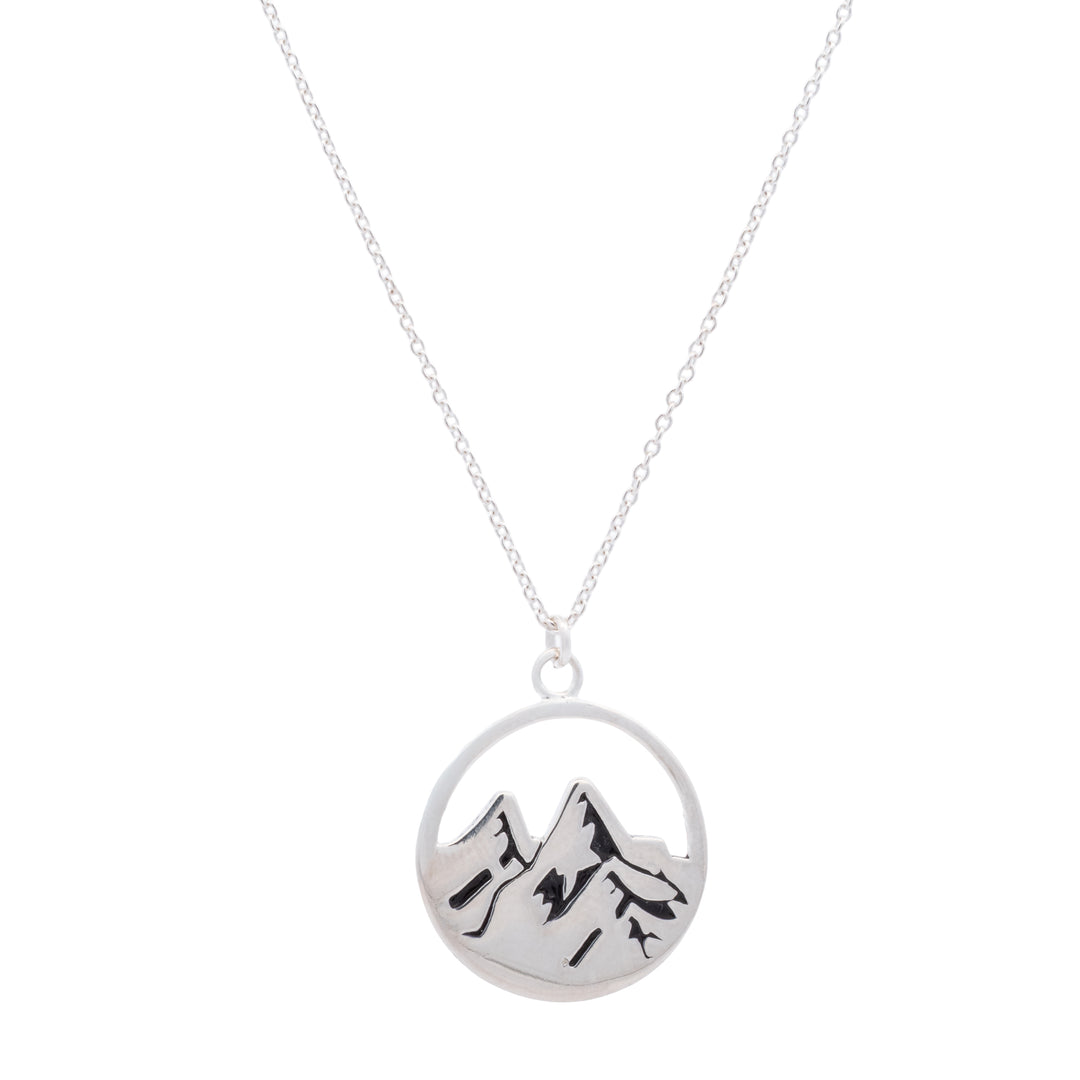 Large Round Mountain Disc Necklace