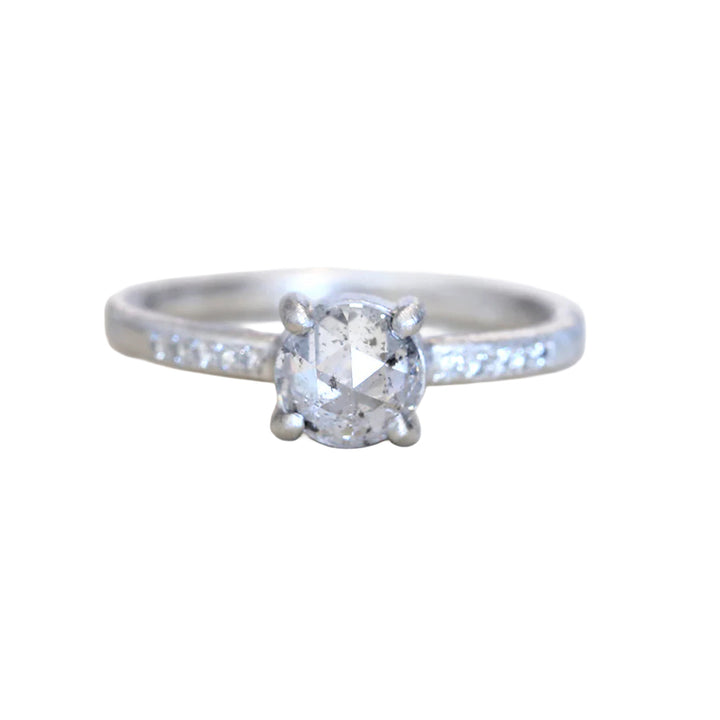 Rose Cut Salt & Pepper Diamond Ring