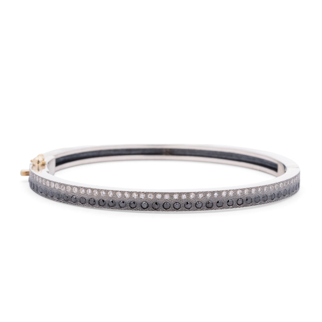 4mm Adam Black & White Diamond Bangle Bracelet