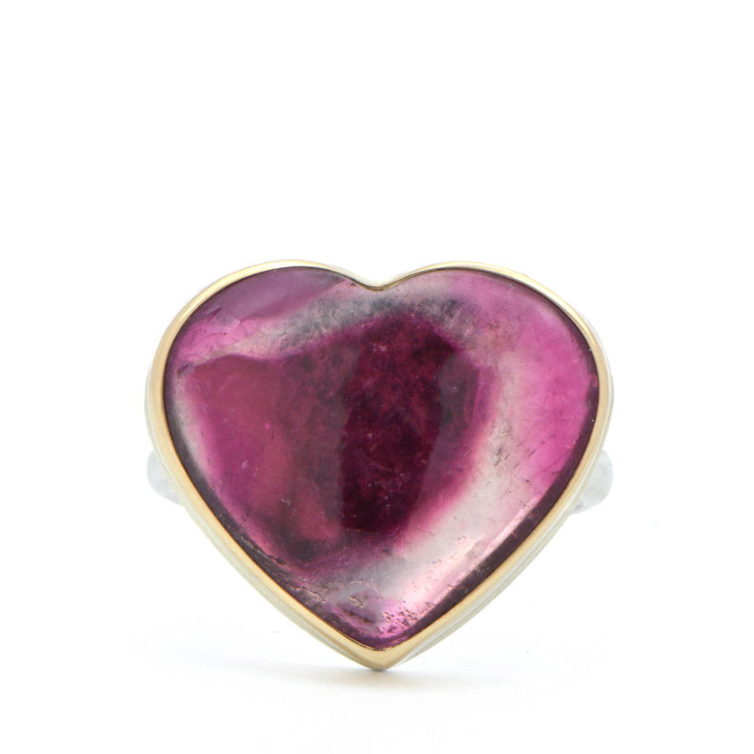 Pink Tourmaline Heart Ring