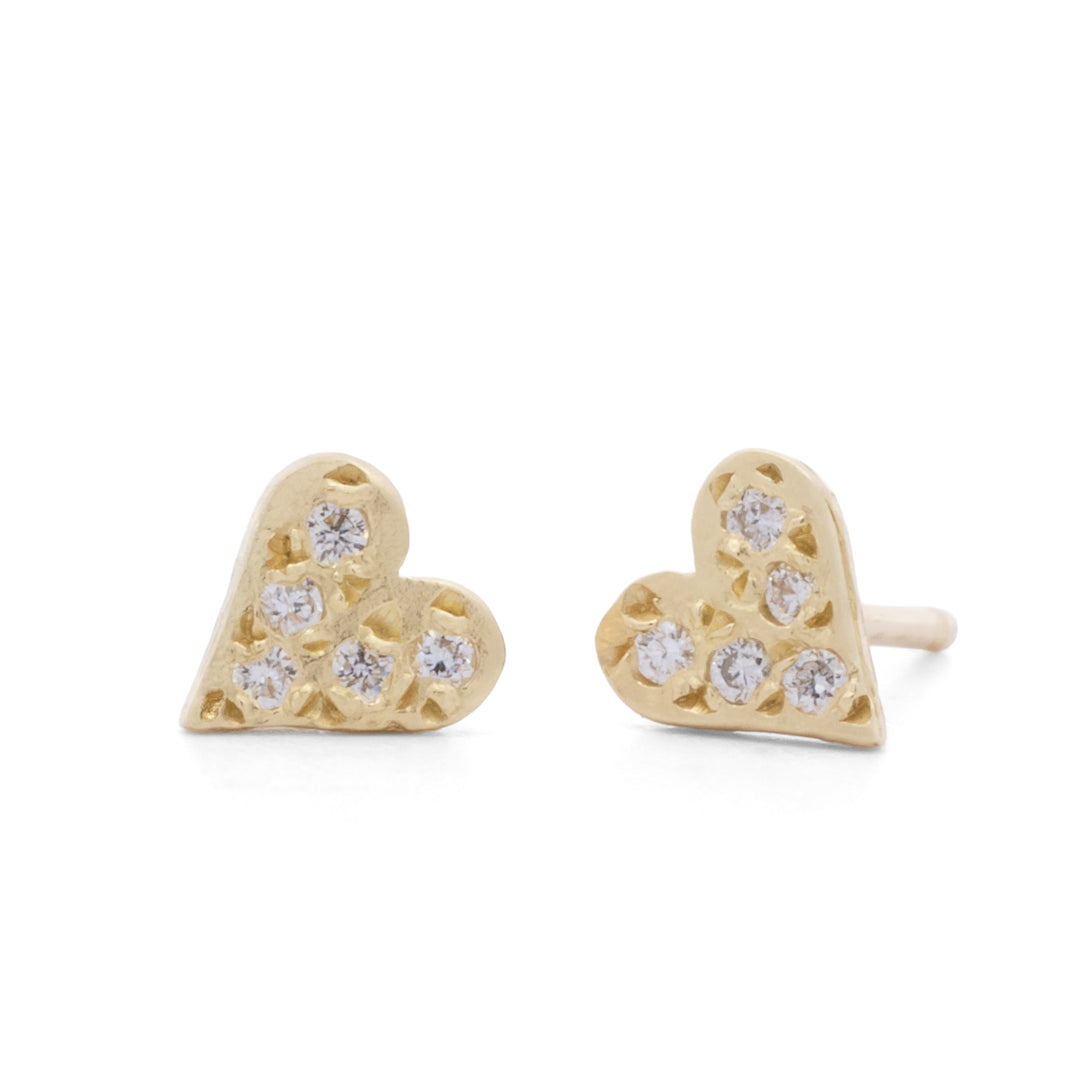 Small Pavé Diamond Heart Earrings