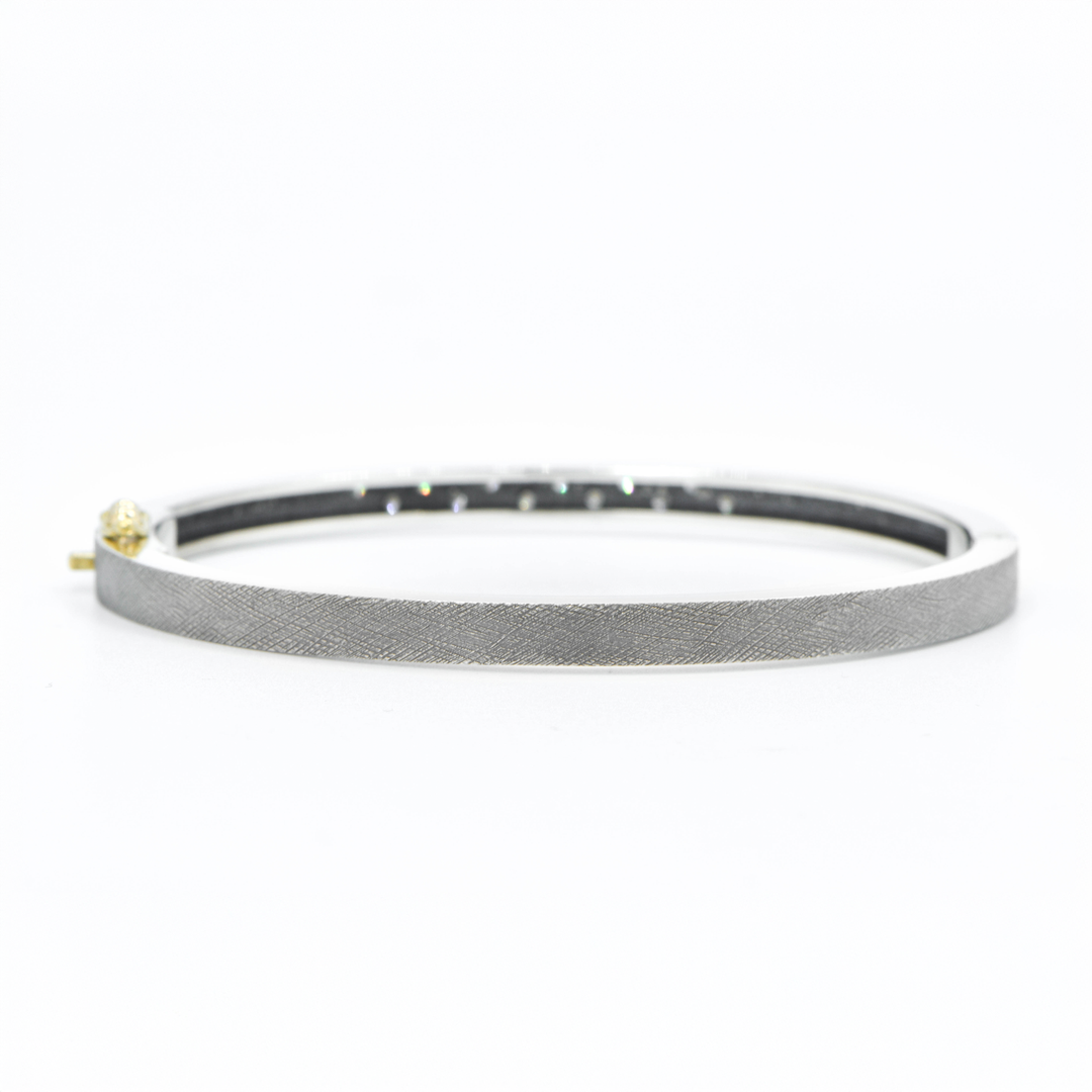 4mm Laura Diamond Silver Bangle Bracelet