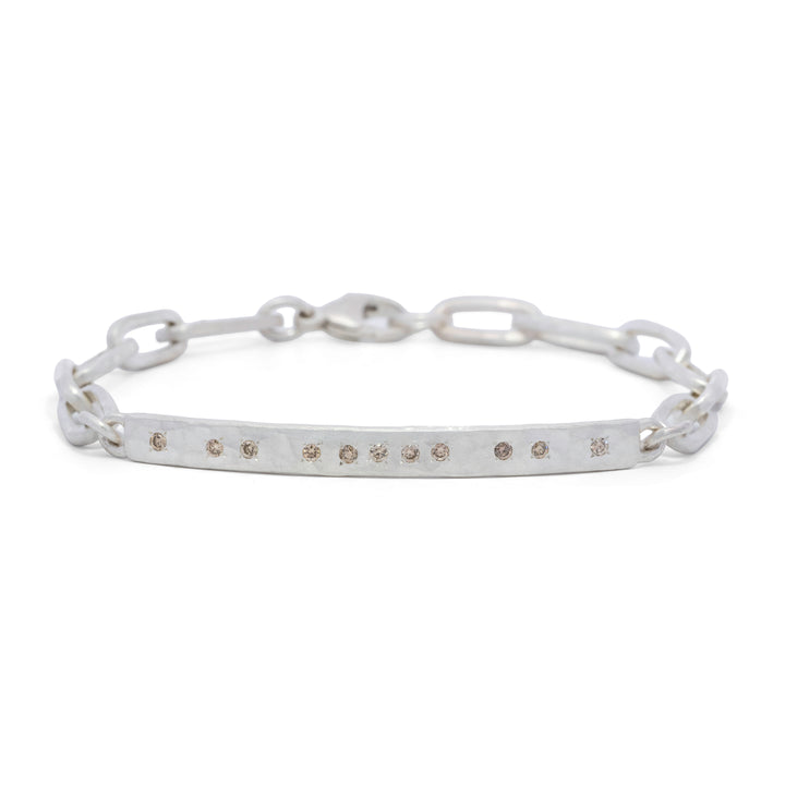0.17 tcw Brown Diamond Hammered Bar Chain Bracelet