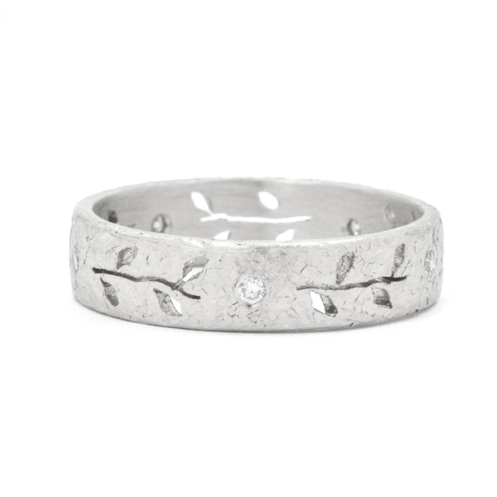 18K Palladium Leaf Band