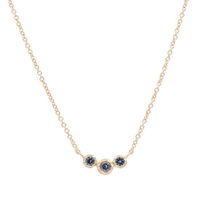 Small Triple Bezel Montana Sapphire Necklace