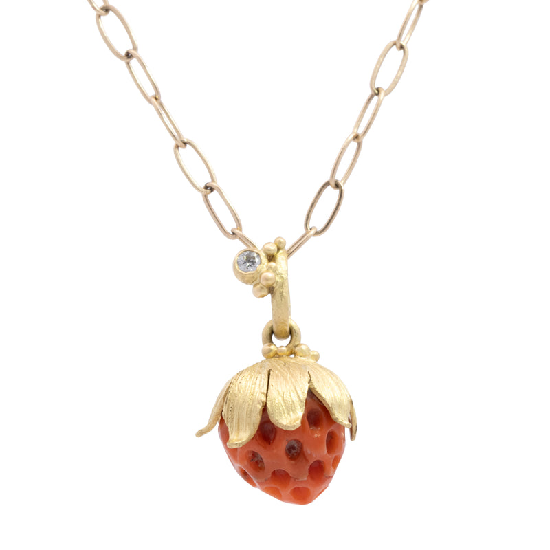 Hand Carved Strawberry Charm