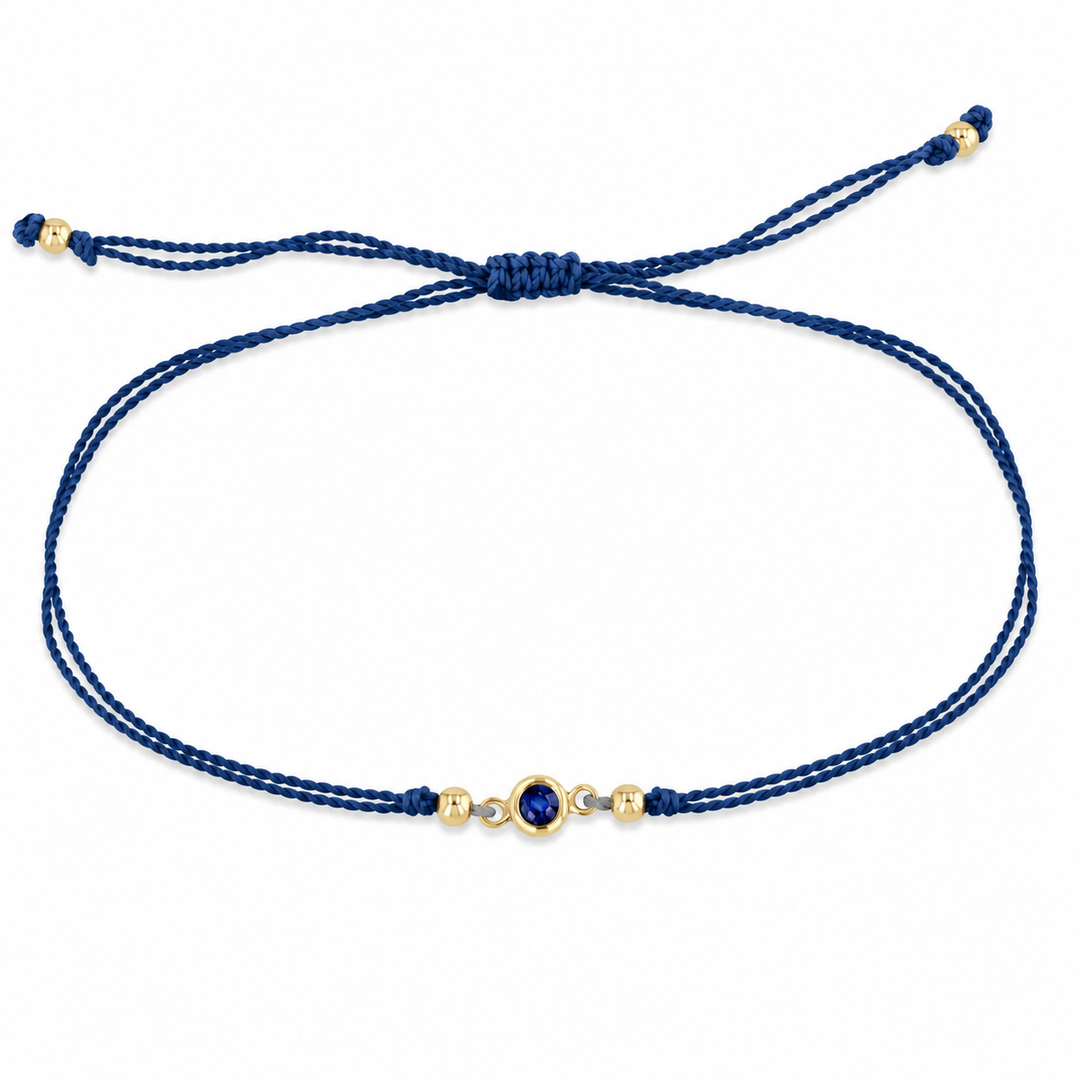 Floating Blue Sapphire Solitaire Cord Bracelet