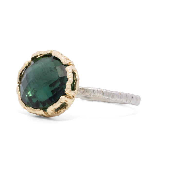 Oval Faceted Indicolite Quartz Ring