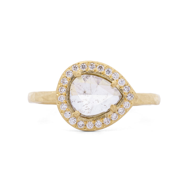 Grey Diamond Halo Ring