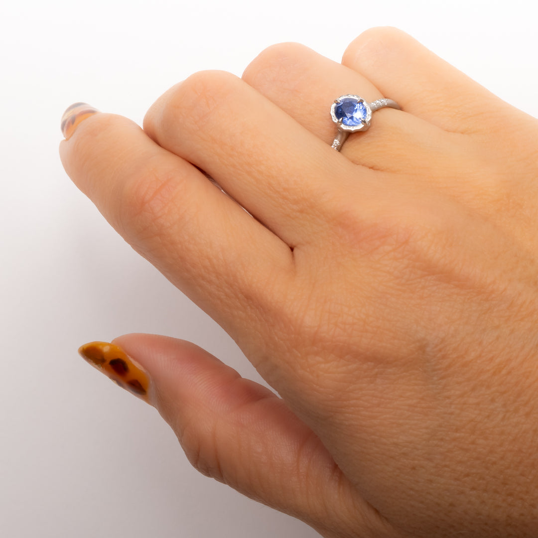 Lotus Oval Blue Sapphire Ring