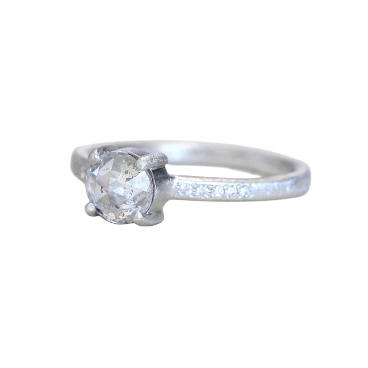 Rose Cut Salt & Pepper Diamond Ring