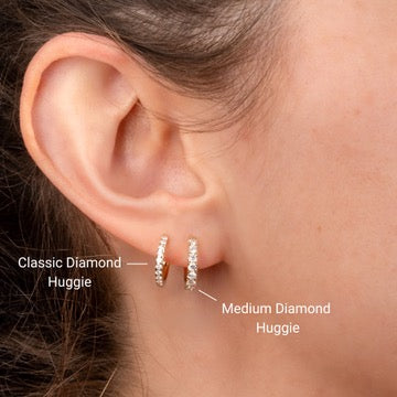 Medium Diamond Huggie Hoop Earrings