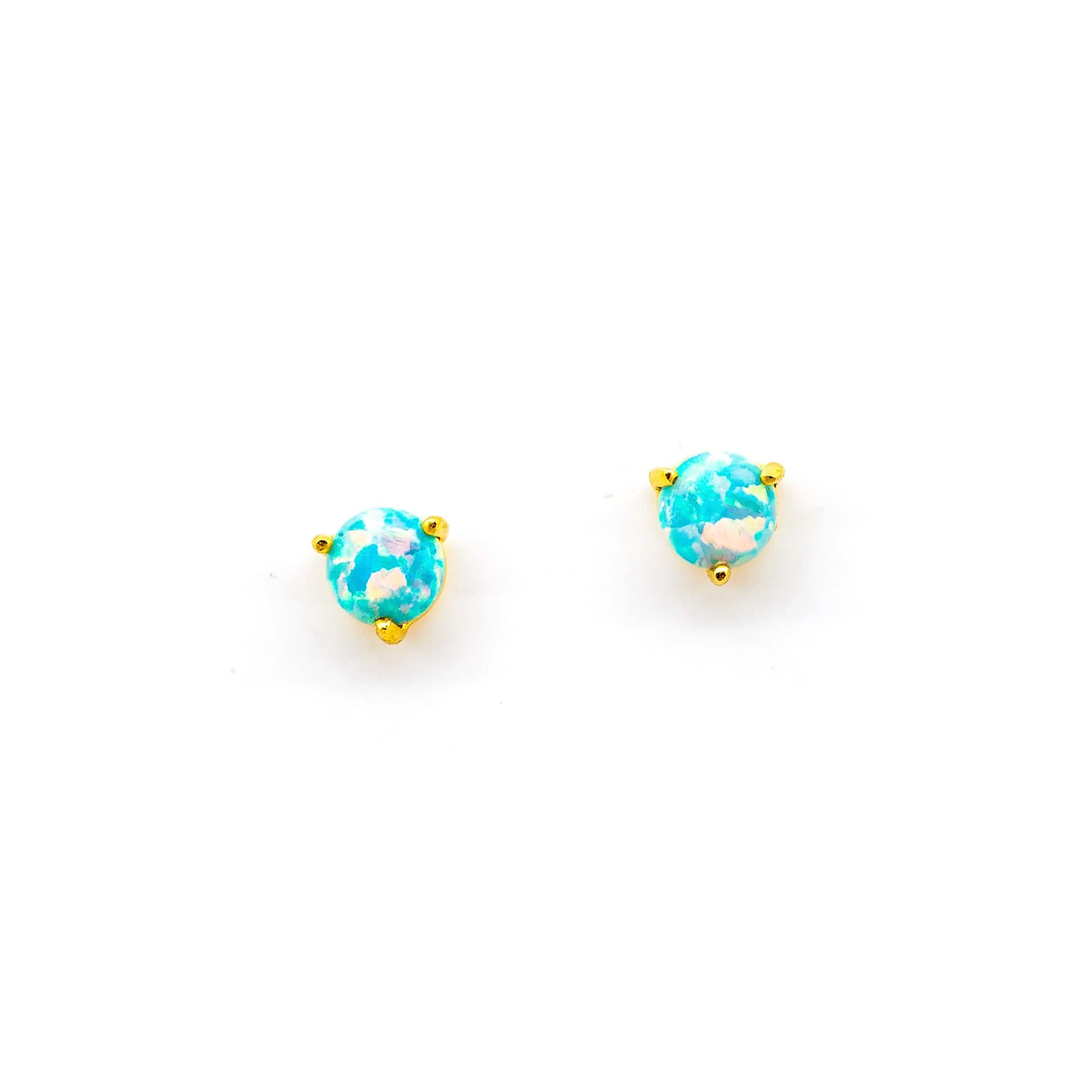 Gold Vermeil Blue Opal Post Earrings