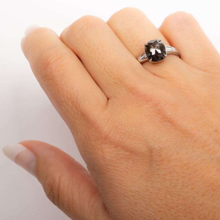 2.05 ct Rustic Rose Cut Cushion Diamond Ring