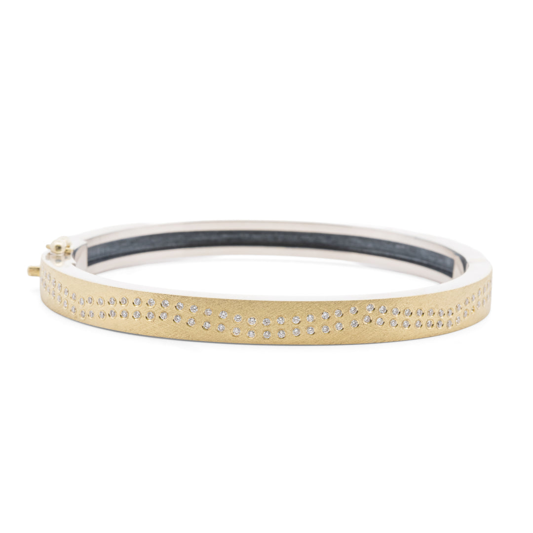 6mm Rene Double Yellow Gold and Silver Diamond Bangle Bracelet