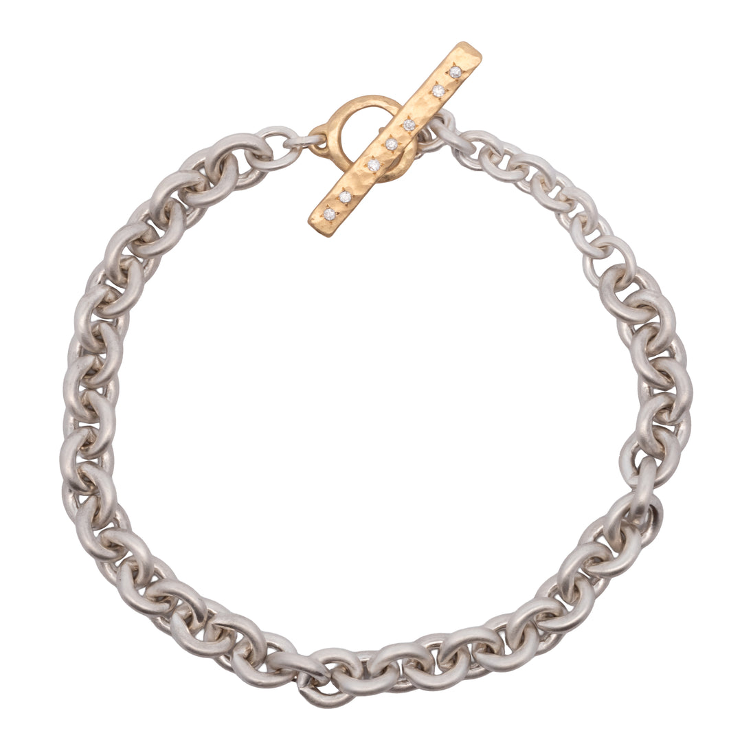 Diamond Hammered Bar & Toggle Bracelet