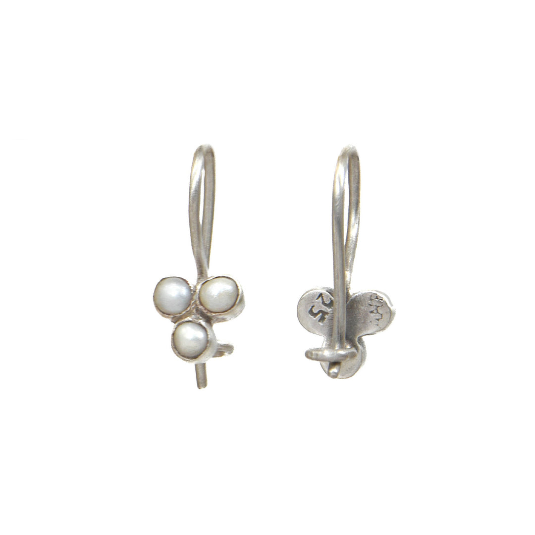 Dainty Pearl Clover Drop Earrings