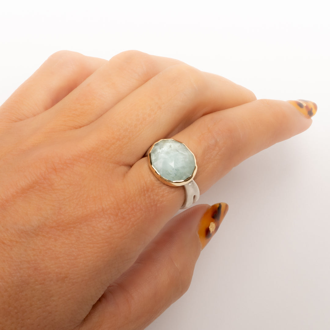 Small Asymmetrical Aquamarine Ring