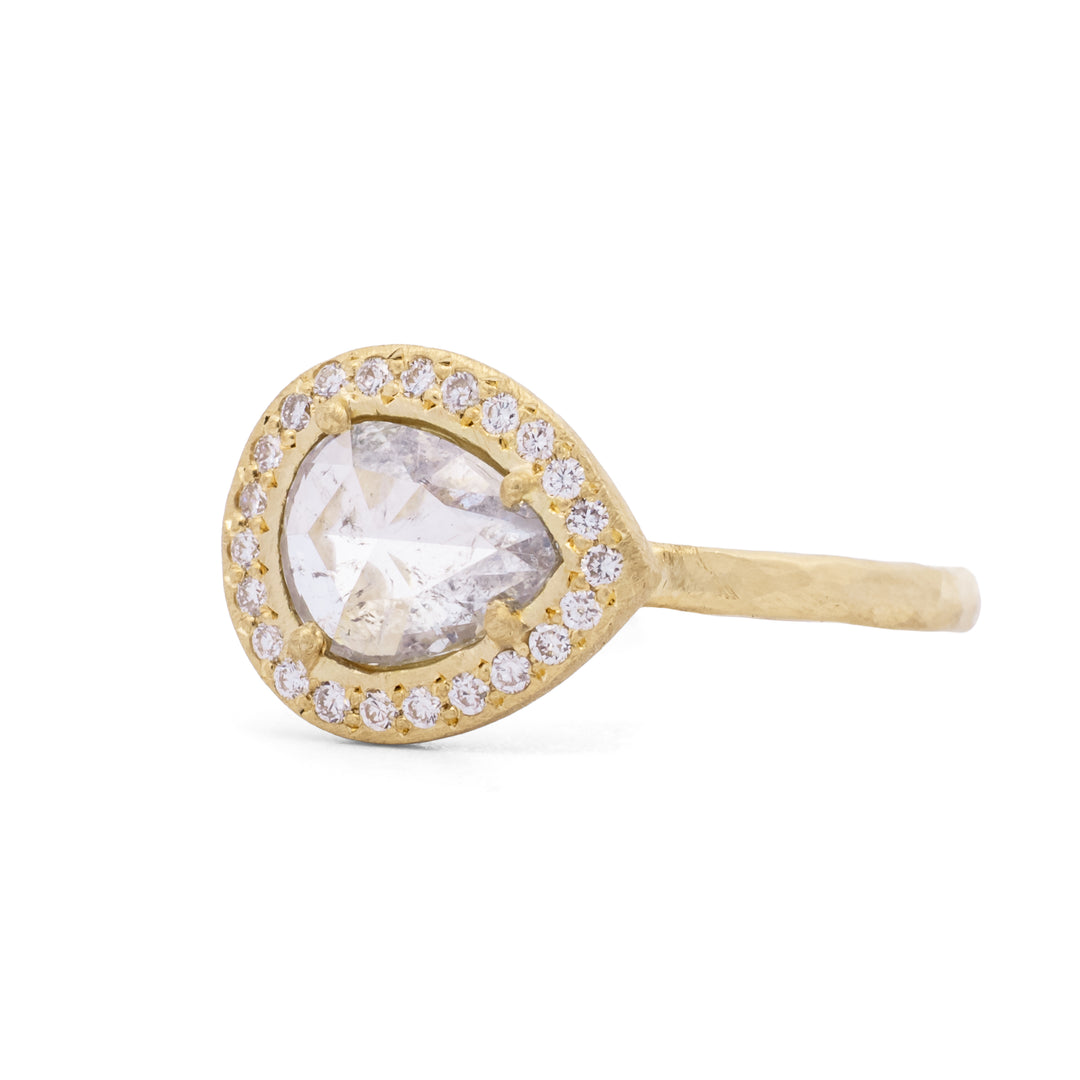 Grey Diamond Halo Ring