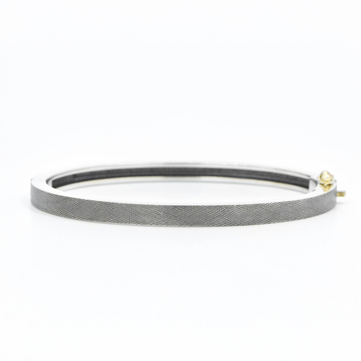 4mm Adam Plus Diamond Two Tone Bangle Bracelet