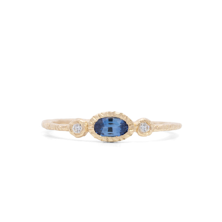 Small Oval Blue Sapphire with Diamond Ring