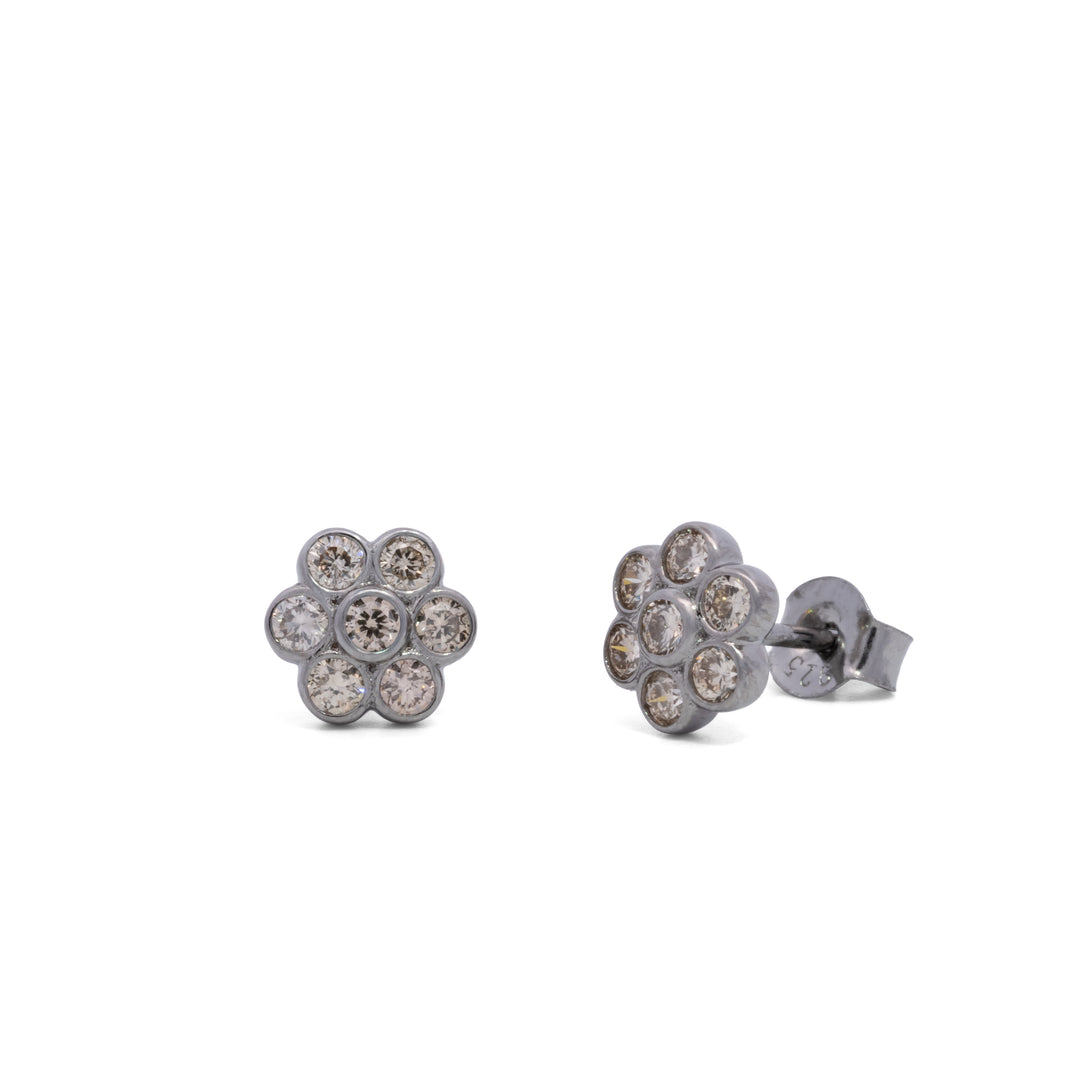 Small Diamond Flower Post Earrings