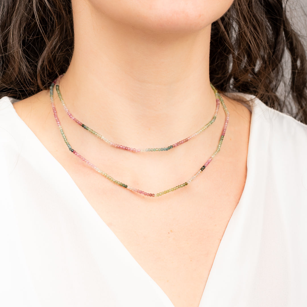 Watermelon Tourmaline Beaded Necklace