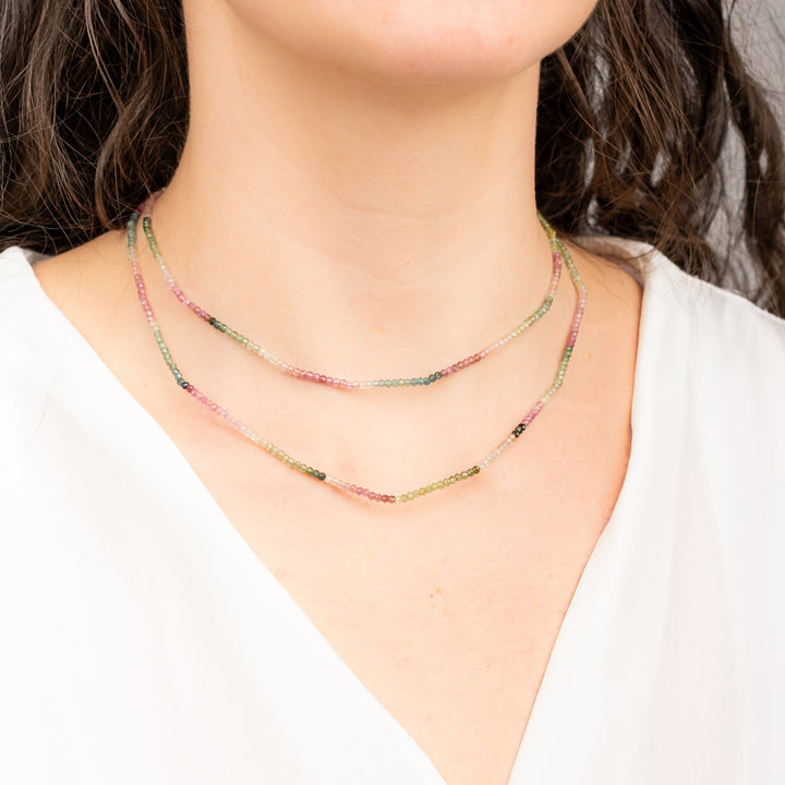 Watermelon Tourmaline Beaded Necklace