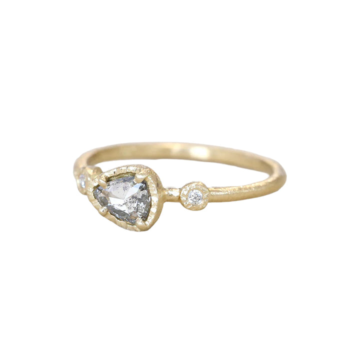 Dark Grey Rose Cut Diamond Muguet Ring