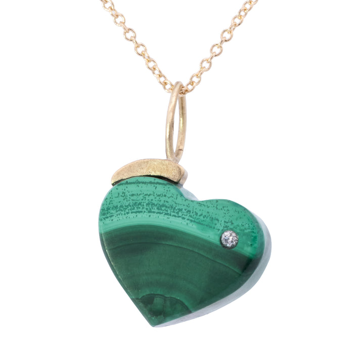 Malachite with Diamond Mini Heart Charm