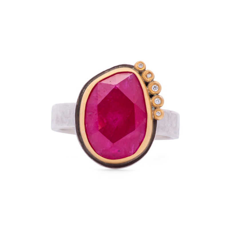 Ruby Five Diamond Ring